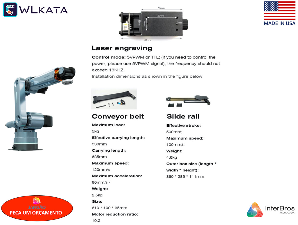 Imagen de Wlkata Robotic Arm Haro380 , Simulação de Fábrica 4.0 Inteligente & Educação AIoT , ChatGPT integrado , +5 anos