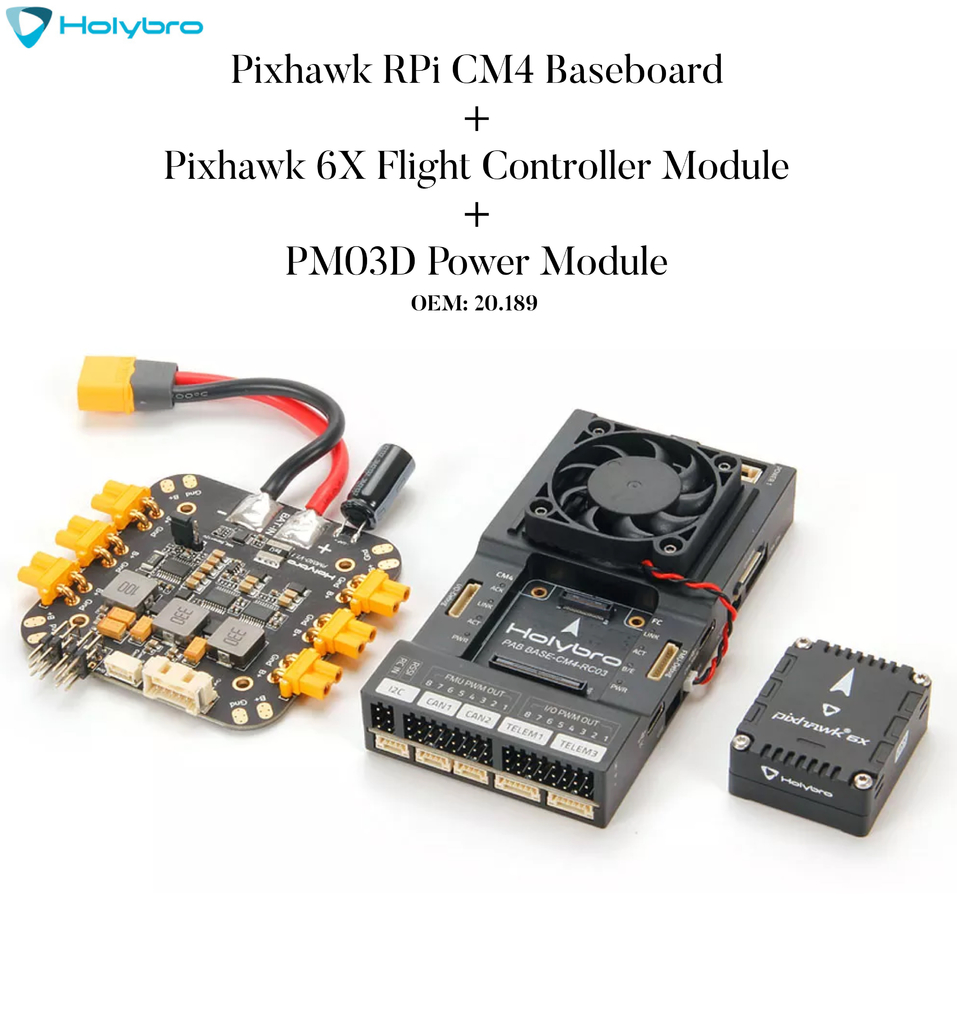 Holybro Pixhawk RPi CM4 Baseboard + Módulo de Potência PM03D l Autopilot Pixhawk 6X l Raspberry Pi CM4 (CM4008032) l Controlador de Voo pra Drones l 20188 - Loja do Jangão - InterBros