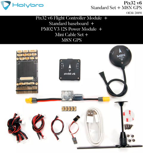 Holybro Pixhawk Pix32 v6 l Sistema de Voo & GPS l Controlador de voo modular l UAVs & Drones l 11056 l 20190 l 20191 l 20192 l 20193 l Escolha seu Kit na internet