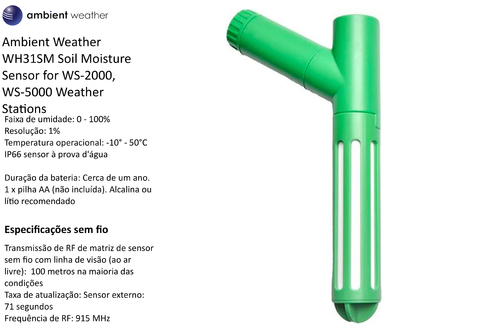 Ambient Weather Estação Metereológica WS-2902 WiFi & Internet Conectada + Sensor de Raios + Sensor de Umidade do Solo - tienda online