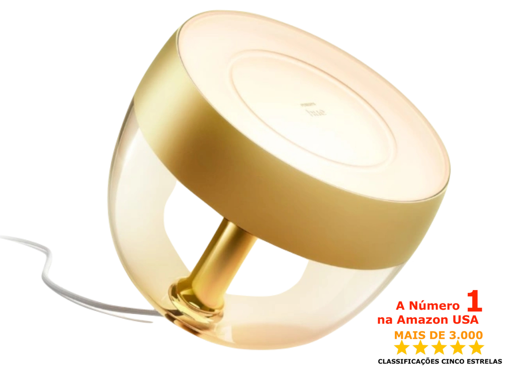 Philips Hue Iris l Limited Edition Gold l White and Color Ambiance l Bluetooth Table Lamp Smart Lighting l 2ª Geração l Luminária de Mesa e Piso l Compatível com Alexa, Apple Homekit & Google Assistant | Funciona com Bluetooth e/ou com a Hue Bridge - comprar online