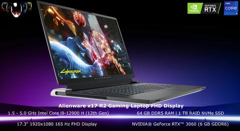 Alienware x17 R2 Gaming Laptop QHD Display GeForce RTX 3060 64 GB RAM 1 TB SSD - comprar online