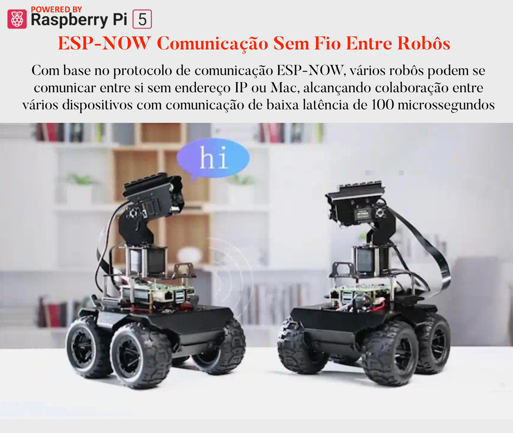 Imagem do WaveShare RaspRover Open-source 4WD AI Robot, Dual controllers, All-metal Body, Computer Vision, Raspberry Pi 5