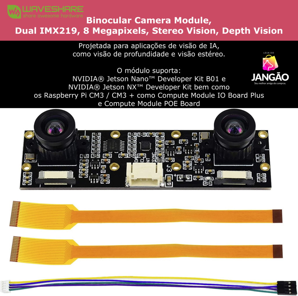 Imagen de Raspberry Pi 4 Computer Model B 4GB RAM + Waveshare Binocular Camera Depth Stereo Module 8MP