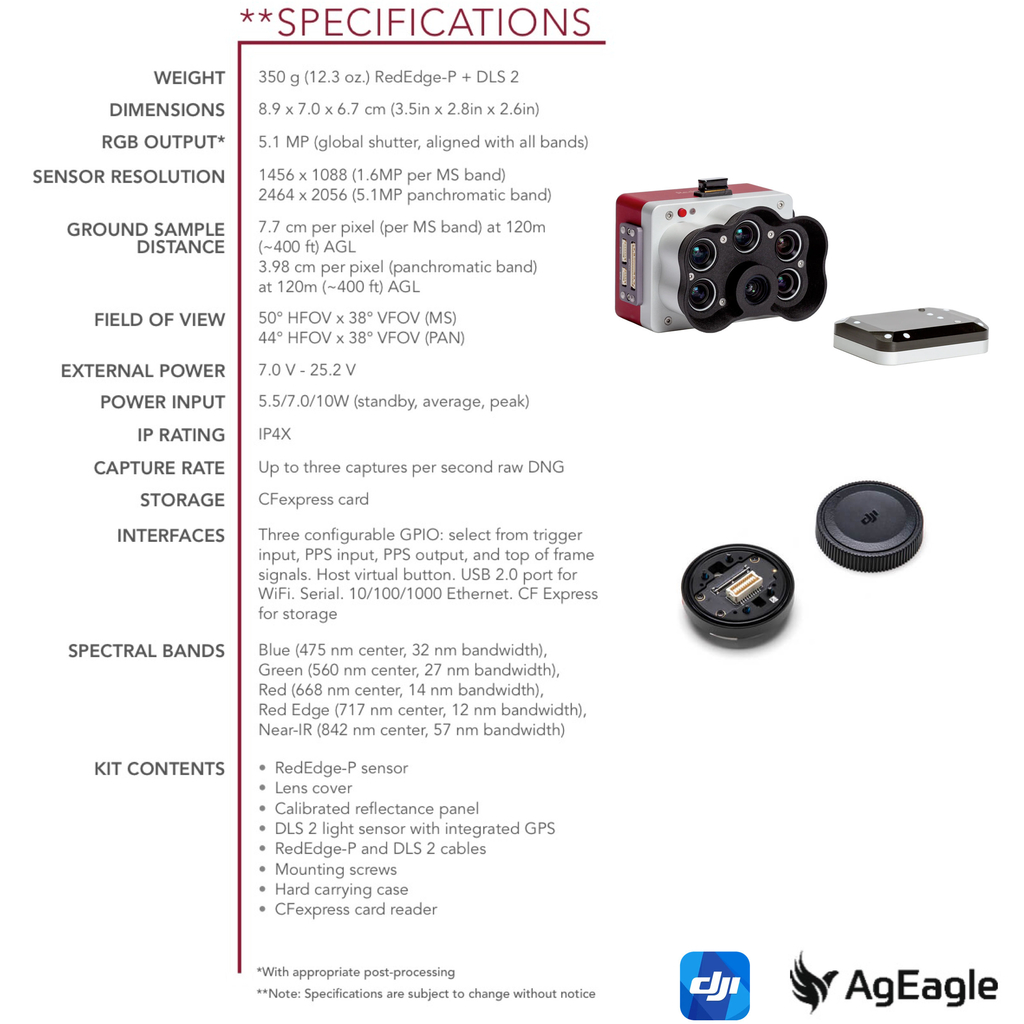 Imagen de Ageagle MicaSense RedEdge-P Sensor Multispectral l DJI SkyPort Kit l Compatível com Matrice 300 RTK