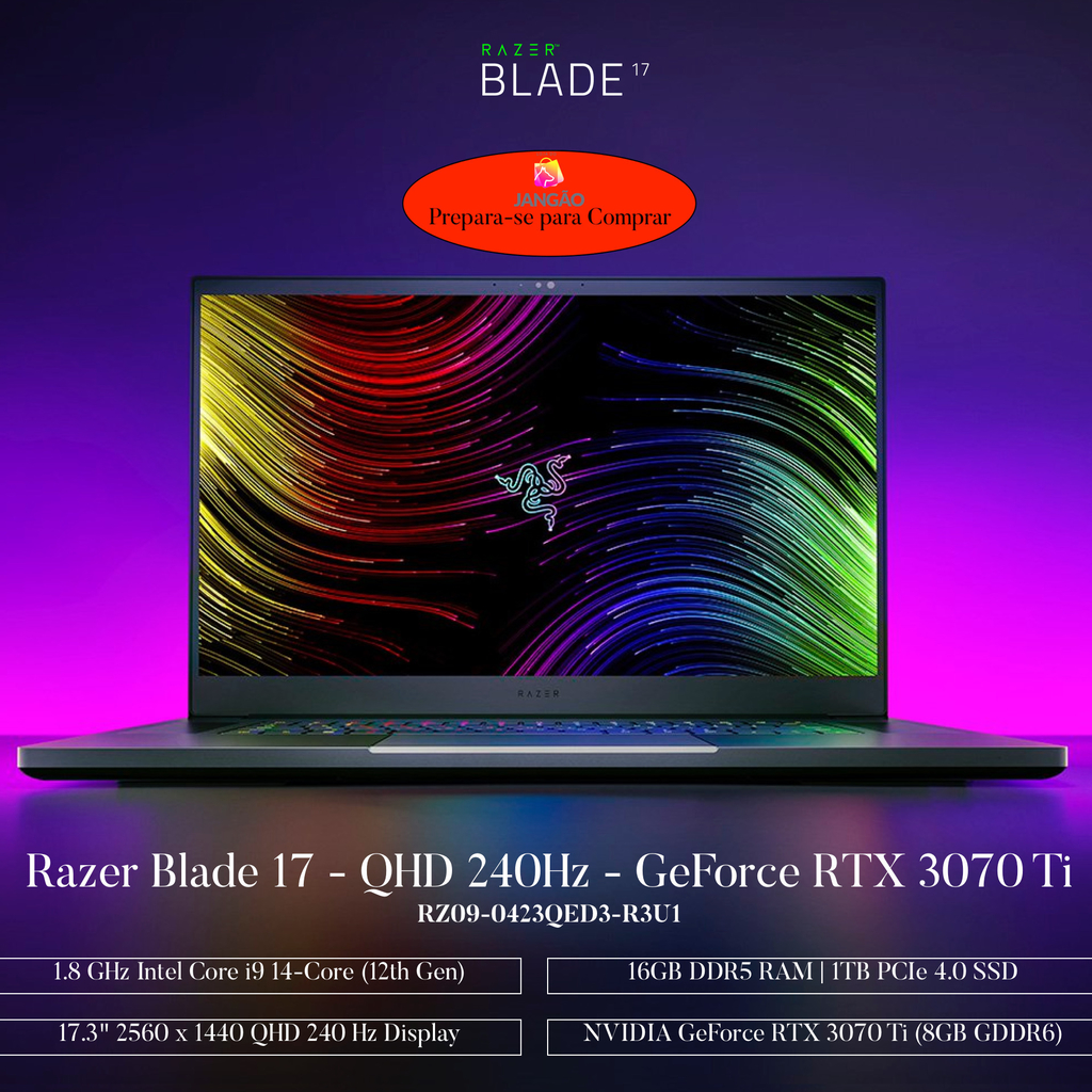 Razer 17.3" Razer Blade 17 Gaming Laptop, 16GB RAM |, 1TB 4.0 SSD , RZ09-0423QED3-R3U1 - buy online