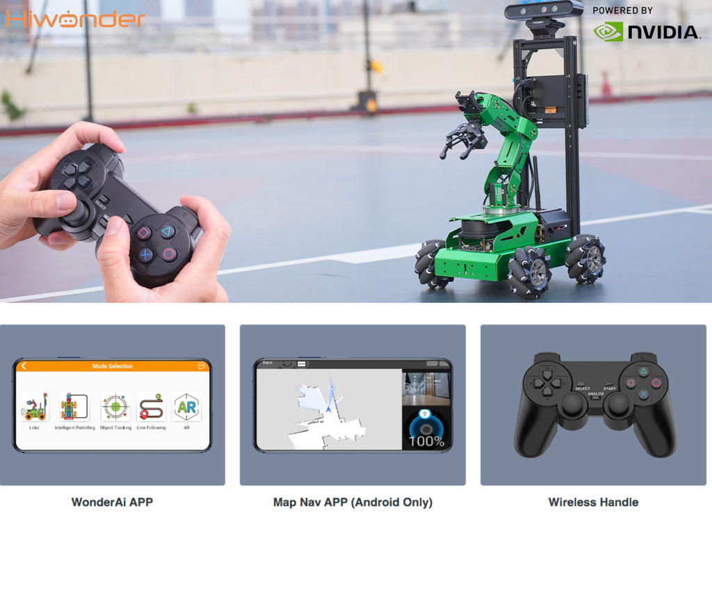 HIWONDER JetAuto Pro ROS Robot Car with Vision Robotic Arm Powered by NVIDIA Jetson Nano Support SLAM Mapping/ Navigation/ Python (Advanced Kit） - comprar online