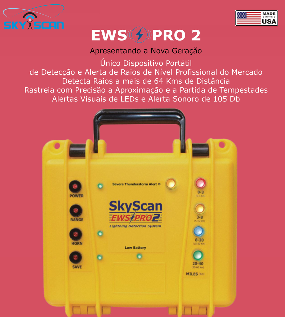 SkyScan EWS PRO 2 Lightning Detector | Detector de Raios e Tempestades | Portátil | Profissional | Preciso e Robusto - buy online