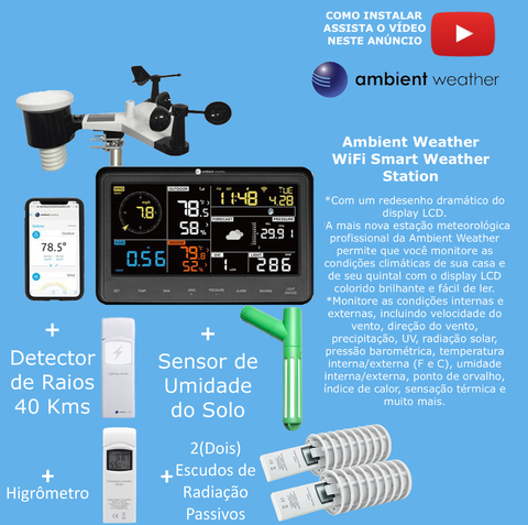 Ambient Weather Estação Metereológica WS-2902 WiFi & Internet Conectada + Sensor de Raios + Sensor de Umidade do Solo - buy online