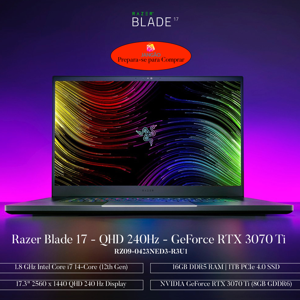 Razer 17.3" Razer Blade 17 Gaming Laptop , 16GB RAM , 1TB 4.0 SSD , RZ09-0423NED3-R3U1 - buy online