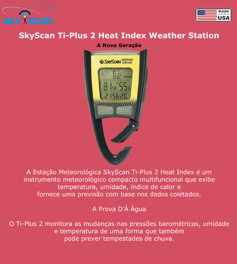 SkyScan Ti-Plus 2 Heat Index Weather Station | Estação Metereológica Profissional de Bolso Portátil | Índice de Calor | Temperatura | Umidade | Pressão Barométrica | Previsão de Tempestades | A Prova D’À Água - buy online