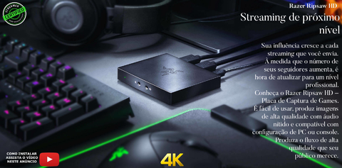 Razer Ripsaw HD l Game Streaming Capture Card l Desempenho HD Poderoso l Dispositivo Profissional l Placa de Captura de Streaming de Jogos l 4K Passthrough l 1080P FHD 60 FPS Recording l Compatível com PC, PS4, Xbox One, Nintendo Switch - comprar online