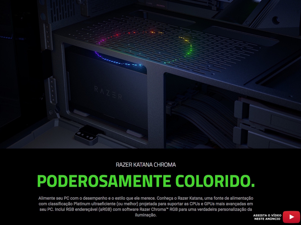 Razer Katana Chroma l Power Supply aRGB ATX Fully Modular l Fonte de alimentação l Ventilador aRGB silencioso e potente l Classificação Platinum Ultraeficiente l Modular por design l Projetada para suportar as CPUs e GPUs mais avançadas l Personalização RGB endereçável e integração de games l Zero RPM Mode l Escolha 850W ou 1.200W - buy online