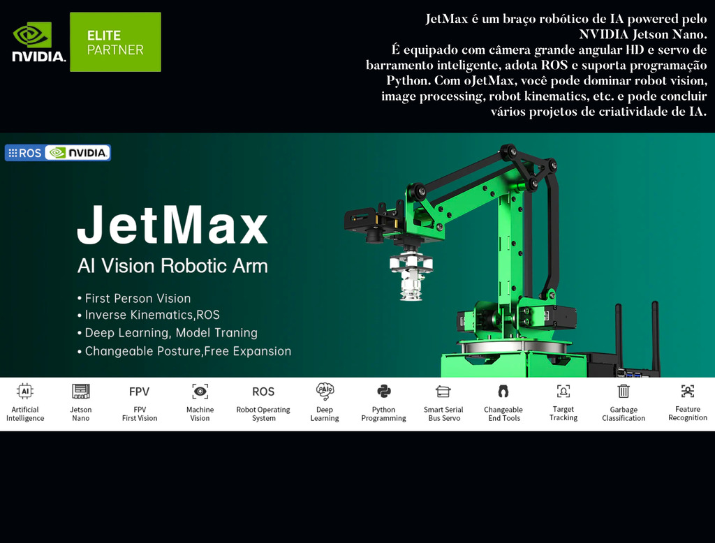 Hiwonder JetMax Advanced Kit NVIDIA JETSON NANO Robot Arm Open Source Vision Recognition Program Robot with Electric Sliding Rail Support ROS Python on internet