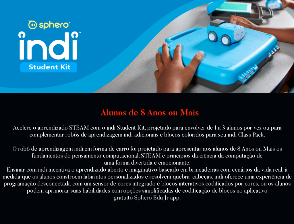 Sphero Indi Student Kit: Robô de aprendizagem STEAM sem tela para a escola - Envolva alunos a partir de 4 anos - Apresente os fundamentos da ciência da computação - Projete e crie labirintos - Aprenda conceitos de codificação na internet