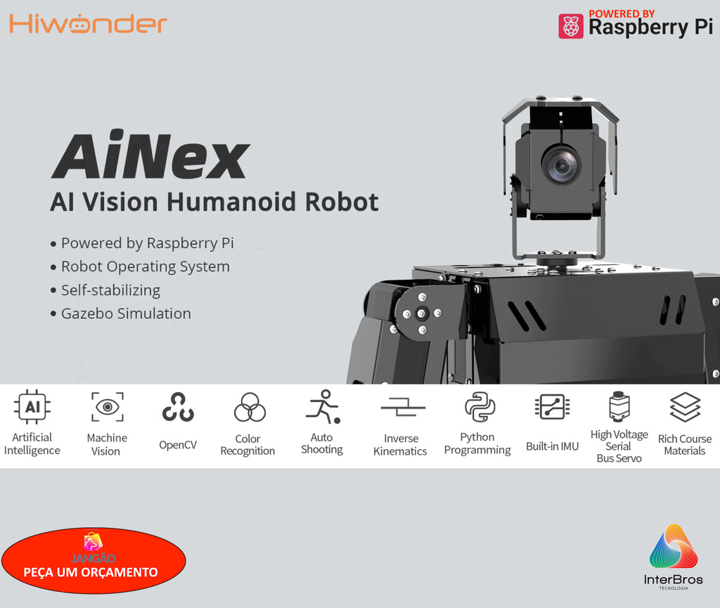 Hiwonder AiNex ROS Education AI Vision Humanoid Robot Powered by Raspberry Pi 4B , Developer Kit Humanóide Algoritmo de Cinemática Inversa , Desenvolvido para Aprendizado e Ensino , Idade: 15+ - online store