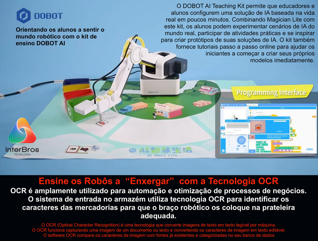 Dobot AI Teaching Kit, for Magician Lite Robotic Arm , Kit de Ensino de IA , Acessório Educacional , +8 anos - Loja do Jangão - InterBros