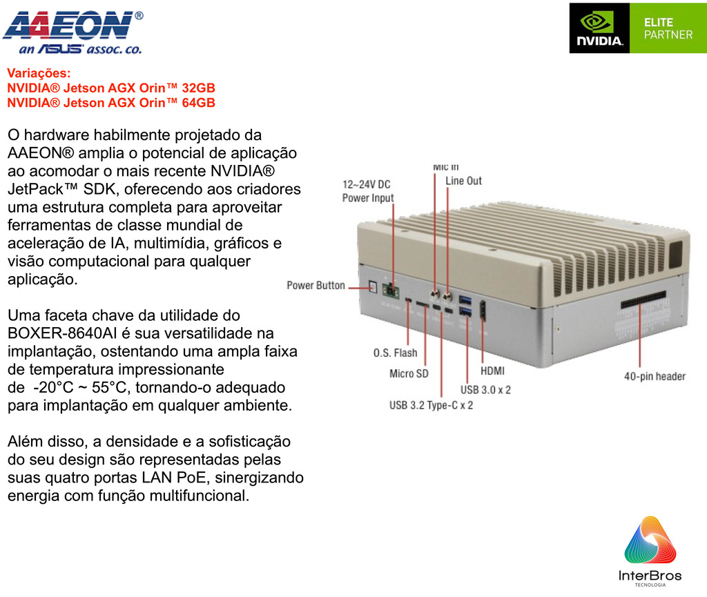 AAEON ASUS BOXER-8640AI , Computador Industrial , NVIDIA® Jetson AGX Orin(TM) 32GB na internet