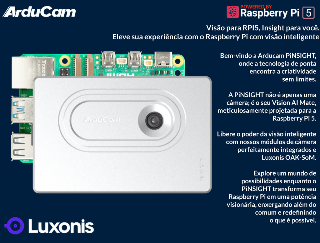 Arducam PiNSIGHT, 12MP Vision AI Mate for Raspberry Pi 5 , Luxonis OAK , B0505 na internet