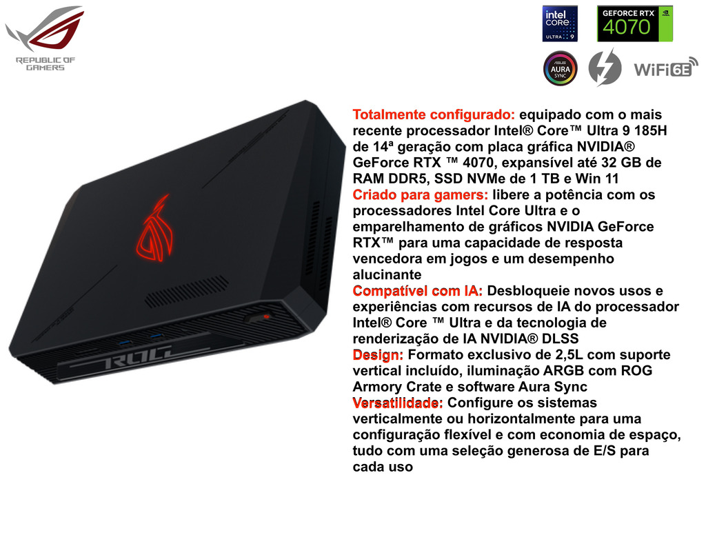 ASUS ROG NUC , CPU Intel Core Ultra 9 185H , NVIDIA GeForce RTX 4070 8GB GDDR6 , 1TB SSD , 32GB RAM en internet