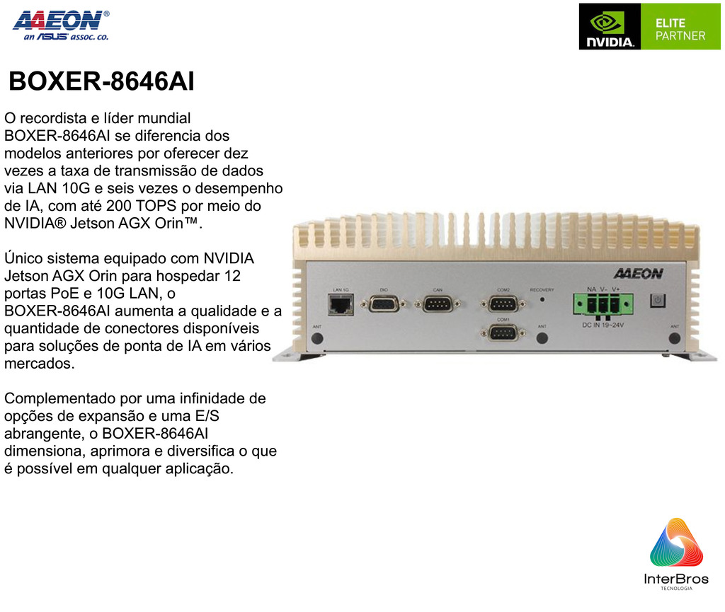 AAEON ASUS BOXER-8646AI , Computador Industrial , NVIDIA® Jetson AGX Orin(TM) 32GB na internet