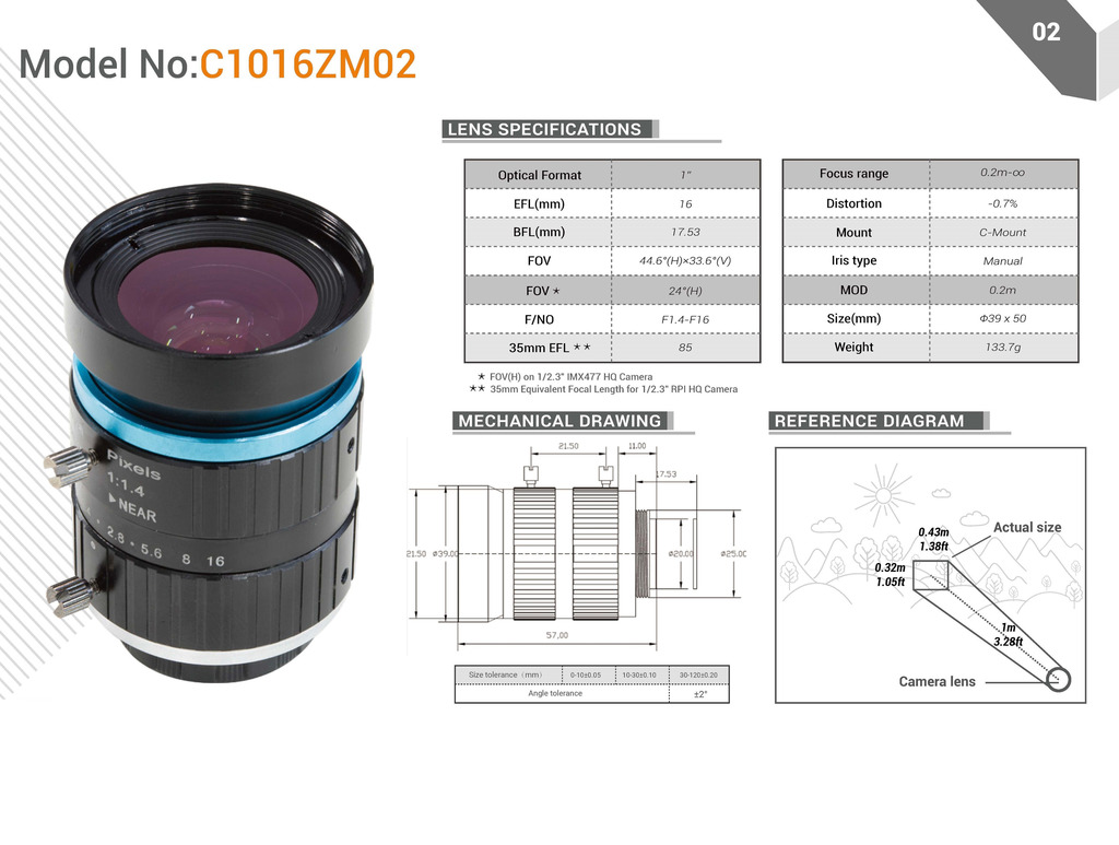 Arducam C-Mount Lens for 12MP IMX477 Raspberry Pi HQ Camera, 16mm Focal Length with C-CS Adapter，Manual Focus and Aperture Adjustment , LN046 - Loja do Jangão - InterBros