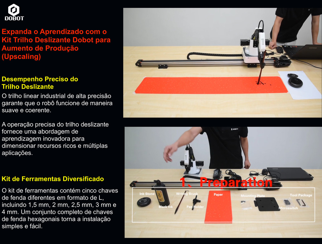 Dobot Slide Rail Kit for Dobot Magician Robotic Arm , Trilho Deslizante para Braço Robótico , Acessório Educacional , +8 anos - Loja do Jangão - InterBros