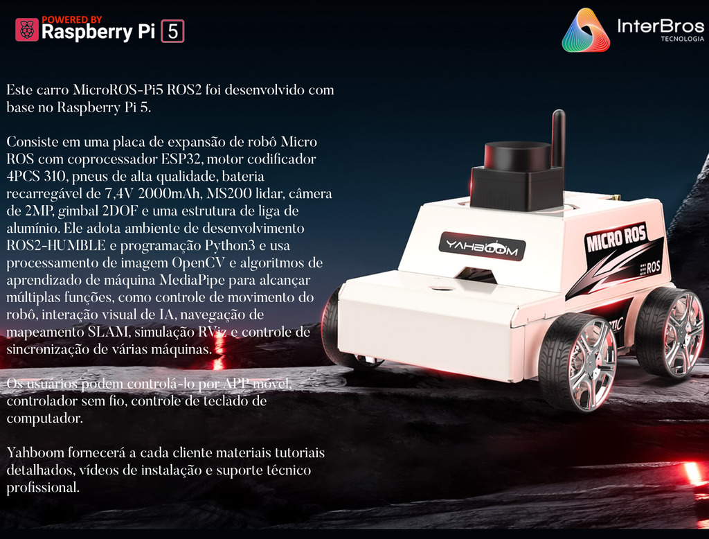 Yahboom MicroROS-Pi5 ROS2 Robot Car for Raspberry Pi 5 8GB , ROS2-HUMBLE + Python3 , Autonomous Driving LiDAR , Stem Education Project en internet