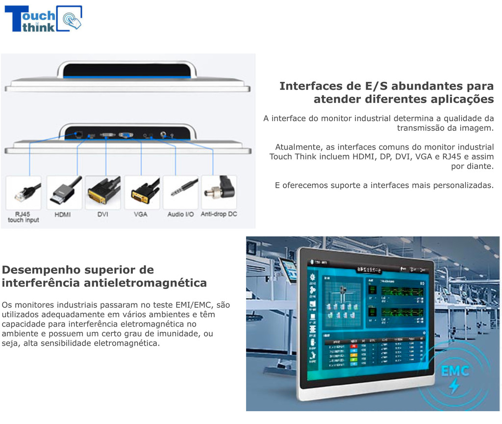 Touch Think Monitor Industrial 21.5" LCD IP65 True Flat Capacitive Touch Screen TPC215-M41 na internet