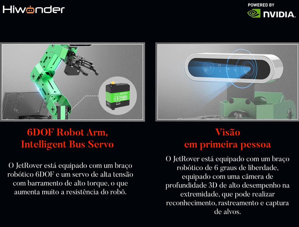 HIWONDER JetRover ROS Robot Car Developer Kit with Vision Robotic Arm Powered by NVIDIA Jetson Nano Support SLAM Mapping/ Navigation/ Python - online store