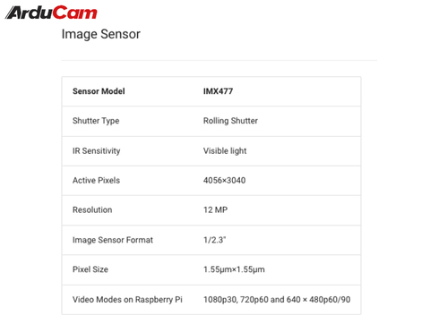 Arducam Raspberry Pi High Quality Câmera 12.3mp , B024001 na internet