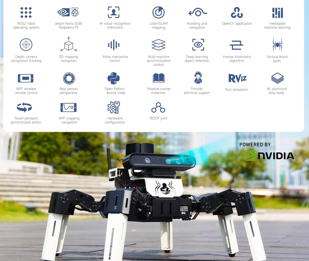 Yahboom 18DOF Muto RS ROS Robotic Kit DIY Programming Development Hexapod Robot, NVIDIA Jetson NANO 4GB B01 , 945-13450-0000-000 on internet