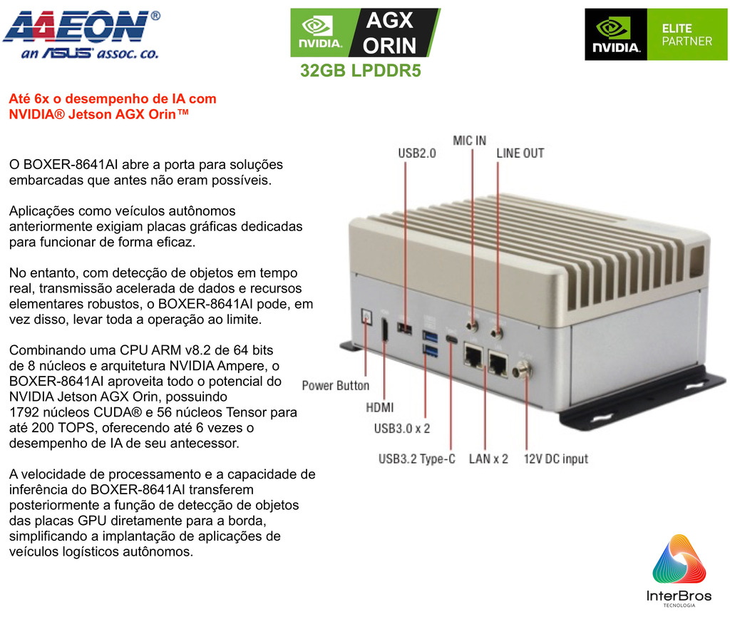 AAEON ASUS BOXER-8641AI , Computador Industrial , NVIDIA® Jetson AGX Orin(TM) 32GB na internet