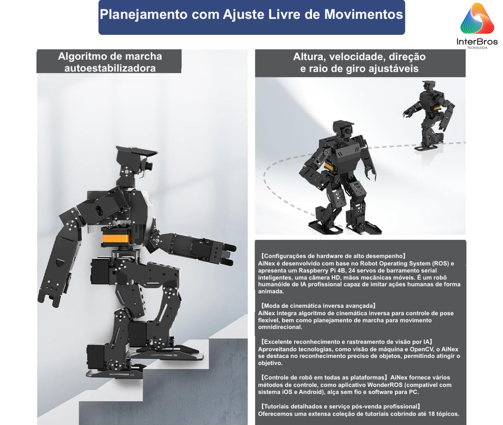 Hiwonder AiNex ROS Education AI Vision Humanoid Robot Powered by Raspberry Pi 4B , Developer Kit Humanóide Algoritmo de Cinemática Inversa , Desenvolvido para Aprendizado e Ensino , Idade: 15+ en internet