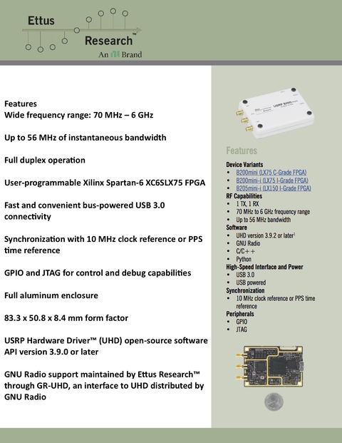 ETTUS RESEARCH USRP B200mini 785889-01 na internet