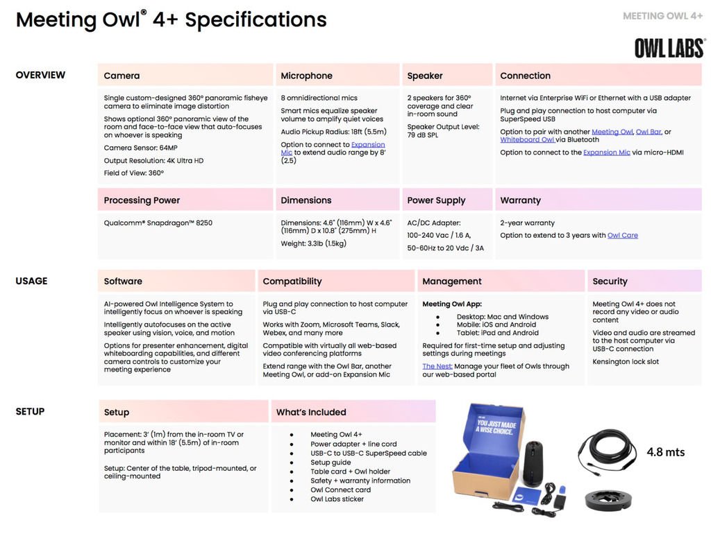 Imagem do Owl Labs Meeting Owl 4+ Premium Pack