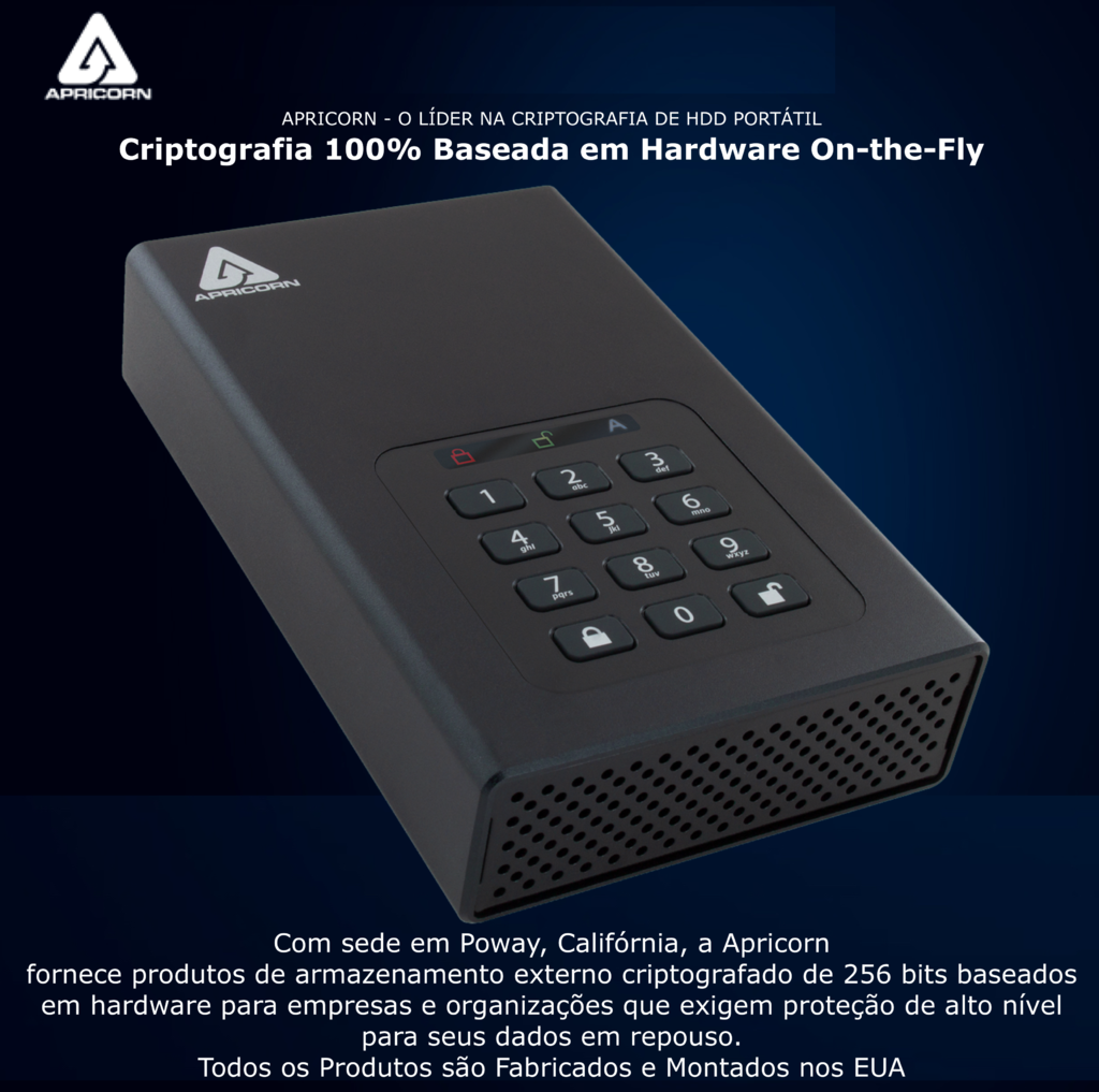 Apricorn 10 TB | USB 3.0 Hard Drive | Aegis Padlock AES-XTS 256-Bits | Disco Rígido Desktop | Criptografia de Grau Militar on internet