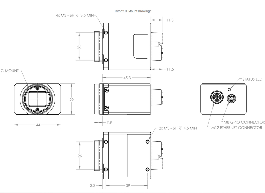 LUCID VISION LABS Triton2 2.5GigE Camera Color , 5.0 MP Sensor Sony IMX547 CMOS TRT051S-CC - Loja do Jangão - InterBros