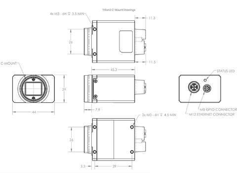 LUCID VISION LABS Triton2 2.5GigE Camera Color , 5.0 MP Sensor Sony IMX547 CMOS TRT051S-CC - Loja do Jangão - InterBros