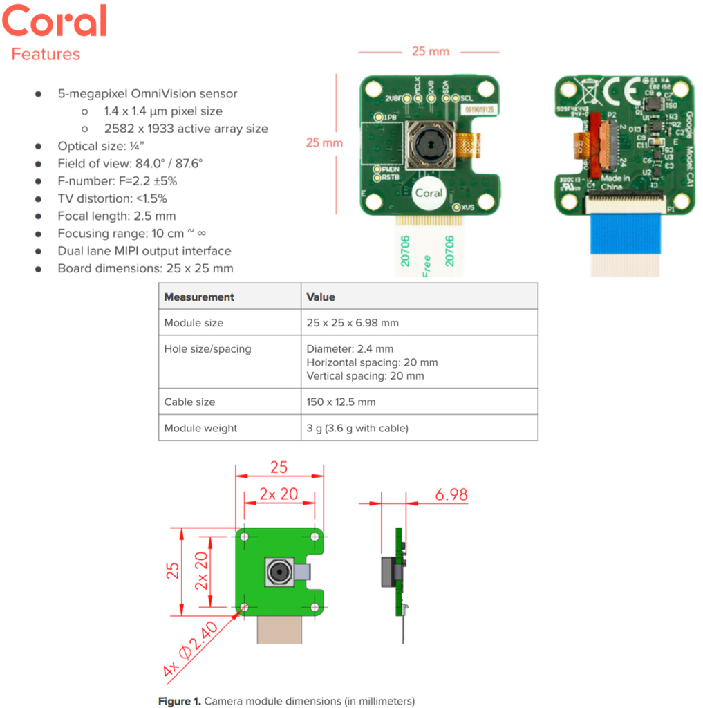 Coral Dev Board 1GB RAM + Coral Camera Module - Loja do Jangão - InterBros