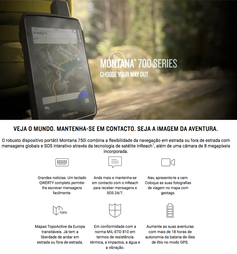 Garmin Montana® 750i | Sistema de Navegação GPS Robusto | À Prova d'água | TouchScreen | Câmera 8MP | WIFI Bluetooth ANT+ | Tecnologia inReach - Loja do Jangão - InterBros