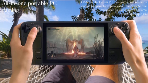 Valve Handheld Steam Deck l 512GB NVMe SSD l 7" Touchscreen l All-in-one portable PC gaming l Full-featured gaming PC l PC Gamer Portátil l Recursos completos de PC l O portátil para jogos mais poderoso e completo do mundo l O dispositivo gamer mais esperado dos últimos anos - Loja do Jangão - InterBros