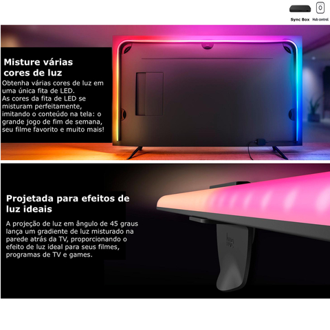 Imagem do Philips Hue Play Gradient Lightstrip Fita de LED 75" + Hue Light Tube Large + Hue Sync Box TVs Maiores do que 75"