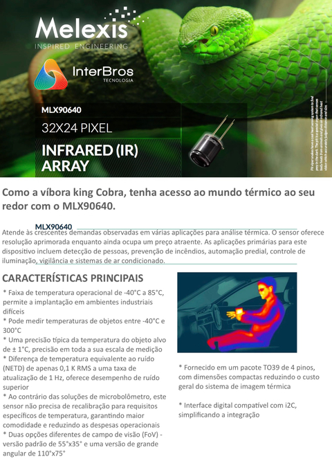 Waveshare MLX90640 IR Array Thermal Imaging Camera, 32×24 Pixels, 110° FOV , Módulo Câmera Termográfica , Compatível com Raspberry Pi na internet