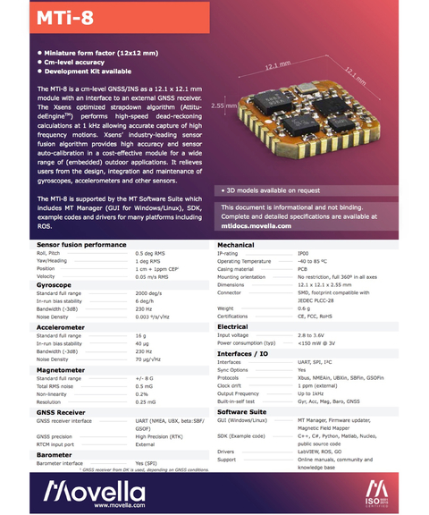 Movella Xsens MTI-8 RTK GNSS/INS DEVELOPMENT KIT na internet