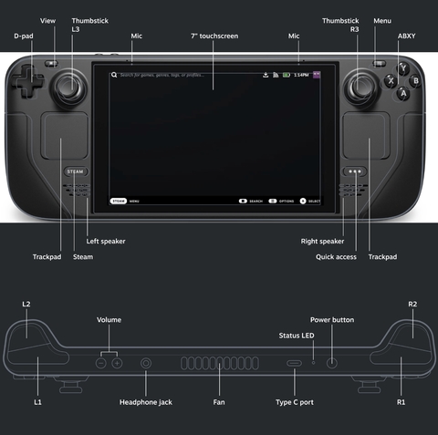 Valve Handheld Steam Deck l 7" Touchscreen l All-in-one portable PC gaming l Full-featured gaming PC l PC Gamer Portátil l Recursos completos de PC l O portátil para jogos mais poderoso e completo do mundo l O dispositivo gamer mais esperado dos últimos anos - tienda online