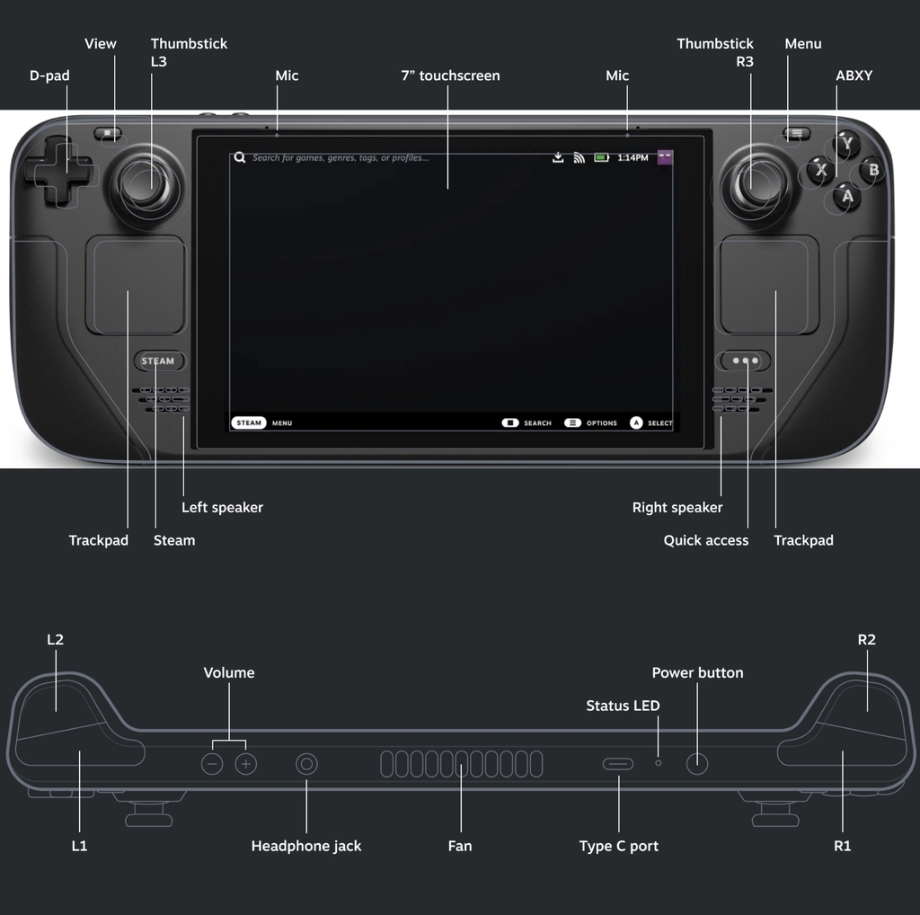 Valve Handheld Steam Deck l 64 GB eMMC SSD l 7" Touchscreen l All-in-one portable PC gaming l Full-featured gaming PC l PC Gamer Portátil l Recursos completos de PC l O portátil para jogos mais poderoso e completo do mundo l O dispositivo gamer mais esperado dos últimos anos - loja online