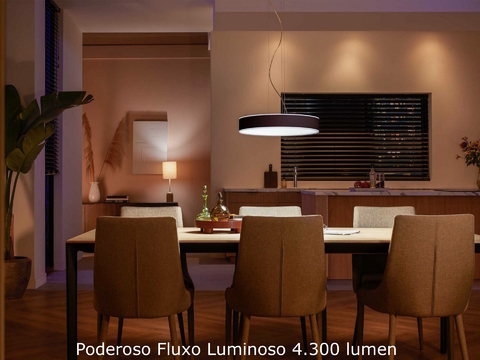 Philips Hue White and Color Ambiance Enrave l Ceiling Pendant Smart l Luminária Pendente de Teto Inteligente l Bluetooth & WiFi l LED Integrado l Poderoso Fluxo Luminoso 4.300 lumen l Copas, Cozinha, Sala de Jantar, Escritório l Compatível com Alexa, Apple Homekit & Google Assistant l Requer Hue Bridge na internet