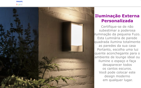 Philips Hue Fuzo Regular White LED Smart Outdoor Wall Light | Luminária de Parede | Compatível com a Alexa, Apple Homekit & Google Assistant | Requer Hue Bridge na internet