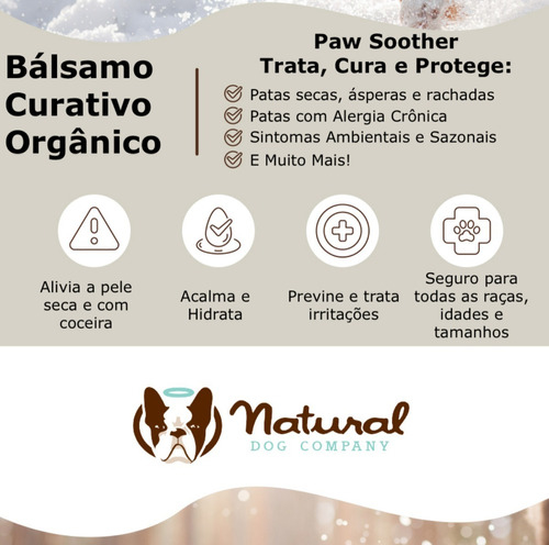 Bálsamo Curativo Orgânico Almofadas Patas Paw Soother Cães - comprar online